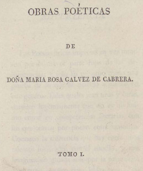 Obras poéticas de María Rosa Gálvez de Cabrera