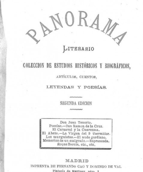Panorama literario : colección de estudios históricos y biográficos, artículos, cuentos, leyendas y poesías