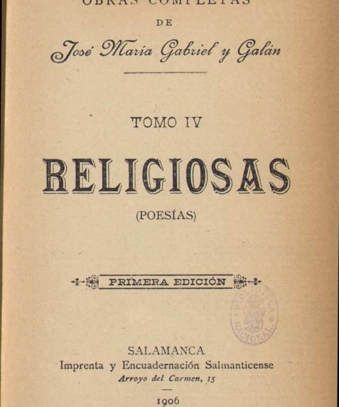 Portada Religiosas : poesías