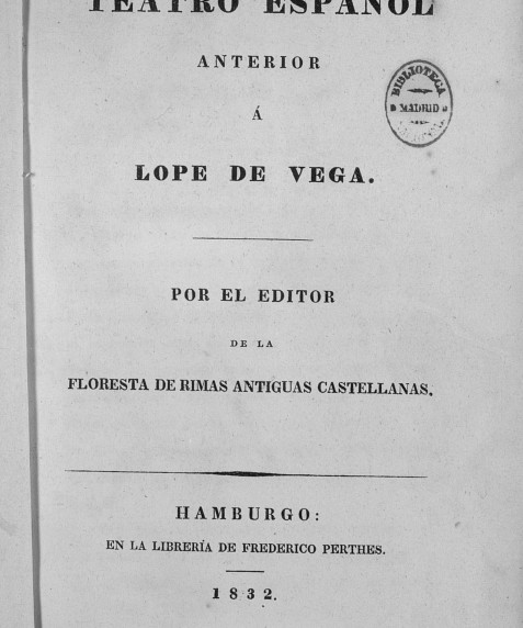 Portada Teatro español anterior a Lope de Vega