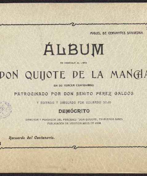 Sojo, Eduardo. Álbum en homenaje al libro 'Don Quijote de la Mancha' en su tercer centenario