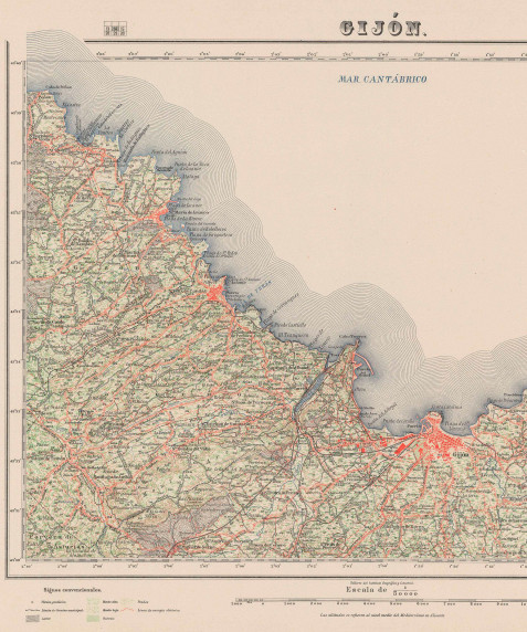 Gijón (Asturias). Mapas topográficos. 1941.