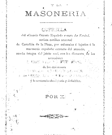 La Iglesia y la masonería (Ramón Nocedal)