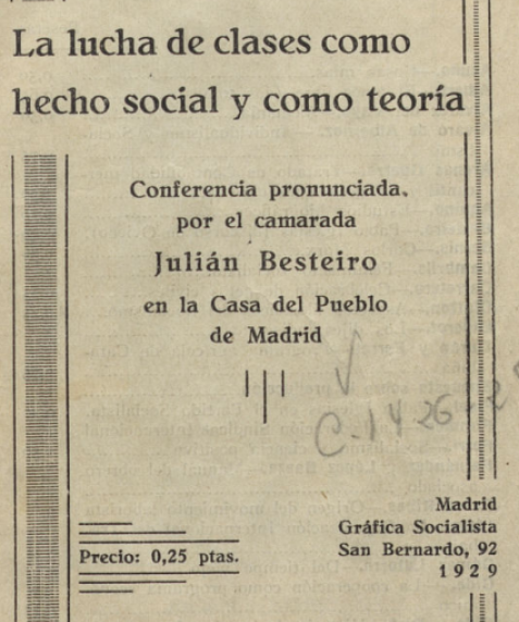 La lucha de clases como hecho social y como teoría (Julián Besteiro)