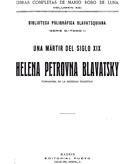 Portada Una mártir del siglo XIX, Helena Petrovna Blavatsky