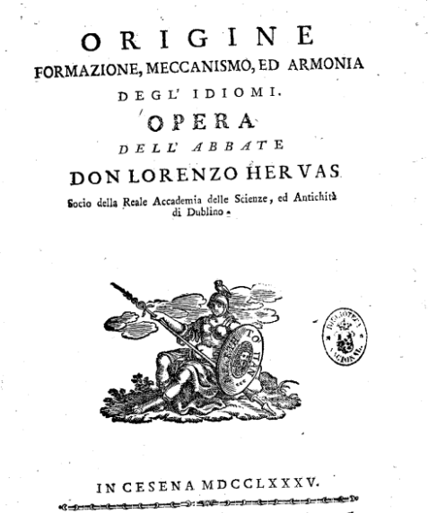 Portada Origine formazione, meccanismo, ed armonia degl' idiomi