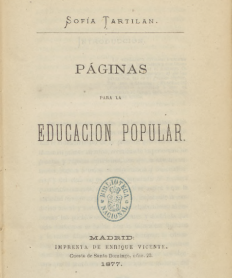 Páginas para la educación. Sofía Tartilán
