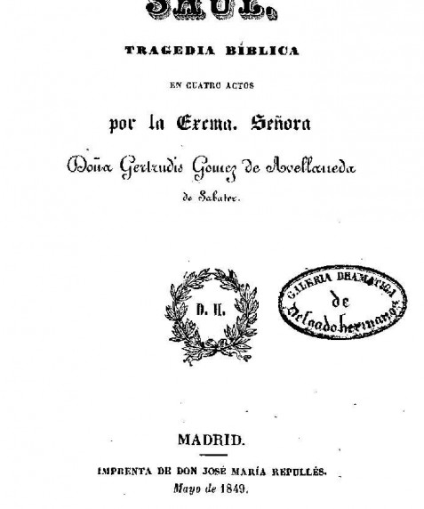 Gómez de Avellaneda, Gertrudis. Saúl