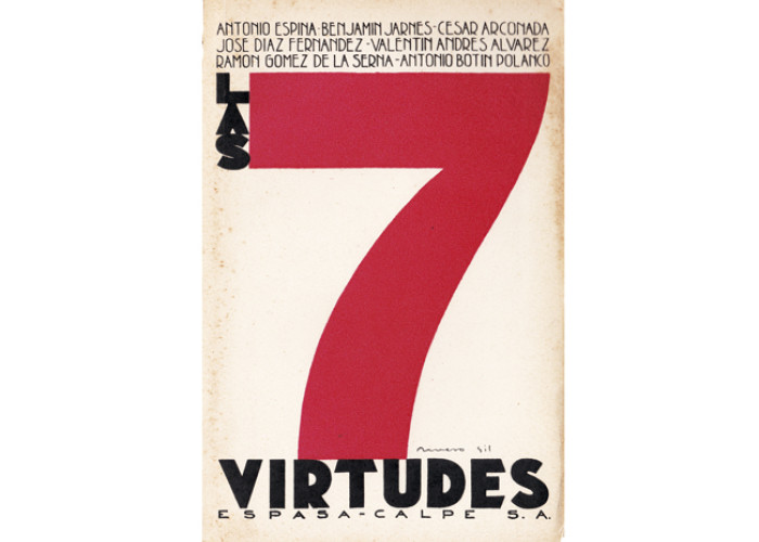 Las 7 virtudes. Madrid, Espasa Calpe, 1931. Cubierta de Francisco Rivero Gil. BNE 1/242654 Las 7 virtudes. Madrid, Espasa Calpe, 1931. Cubierta de Francisco Rivero Gil. BNE 1/242654