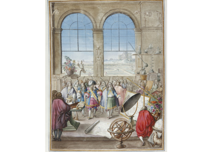 Luis XIV visitando la Academia de Ciencias de Francia en 1671, en el Álbum de plantas de Redouté. Museo Lázaro Galdiano Luis XIV visitando la Academia de Ciencias de Francia en 1671, en el Álbum de plantas de Redouté. Museo Lázaro Galdiano
