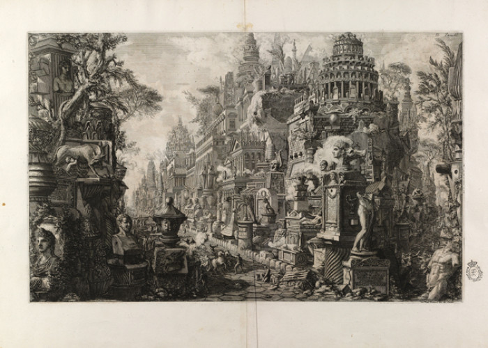 Le Antichità Romane opera di Giambatista Piranesi architetto veneziano. [Antigua intersección de la Vía Apia y de la Vía Ardentina...] (INVENT/19049 v.2)
