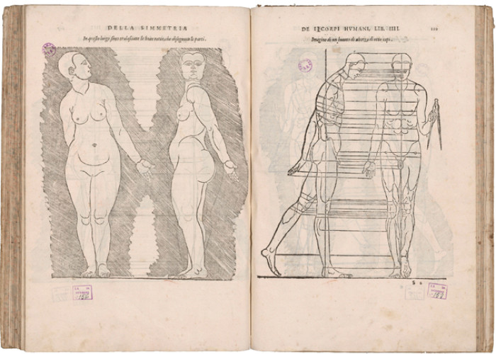 Anónimo italiano. Venecia s. XVI. DI ALBERTO DVRERO...DELLA SIMMETRIA dei corpi humani. BNE ER/1005 (ILUSTRACIONES)