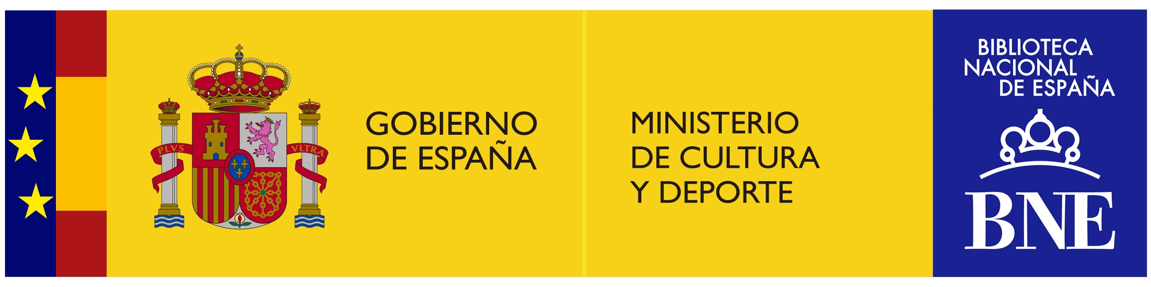 Logo del Gobierno, del Ministerio de Cultura, de la BNE y con bandera UE