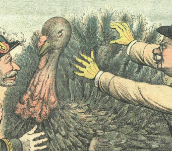 Ilustración Los políticos luchan por quedarse con el pavo, en las navidades de 1889