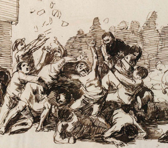Grupo de chicos cogiendo aleluyas, de Leonardo Alenza Grupo de chicos cogiendo aleluyas, de Leonardo Alenza