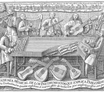 Academia musical de los instrumentos que explica Pablo Minguet