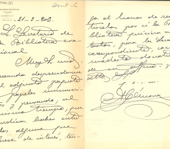 Carta autógrafa de Antonio Cánovas del Castillo, Kâulak, al Secretario de la Biblioteca Nacional ofreciendo ciertos manuscritos. (21 marzo 1906). BNE-A, BN 0065/089