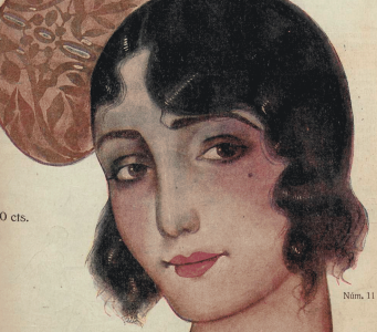 Dibujo de mujer maquillada para la revista galante Flirt.