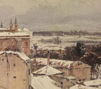José Cebrían García, Paisaje nevado (Dib/18/1/162 ). Dibujo José Cebrían García, Paisaje nevado (Dib/18/1/162 ). Dibujo