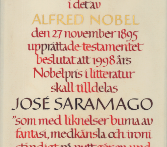 Diploma do Prémio Nobel da Literatura, 1998 (BNP Esp. N45/186)
