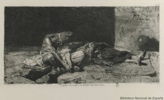 Árabe velando el cadaver de su amigo