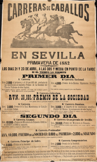 Carteles de carreras de caballos en Sevilla (Primavera de 1882)