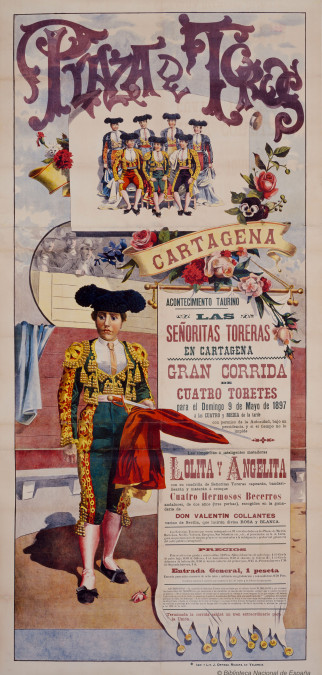 Cartel de la corrida de toros Las señoritas toreras en Cartagena