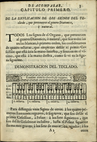 Reglas generales de acompañar, en organo, clavicordio, y harpa, con solo saber cantar la parte, ò un baxo en canto figurado