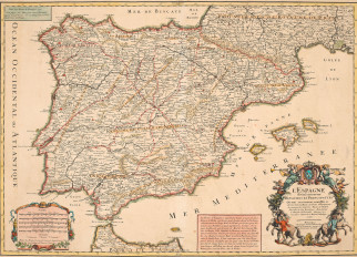 L'Espagne divisée en tous ses Royaumes et Principautés oú sont exactement recueillies et observées toutes les Routes de Postes d`Espagne