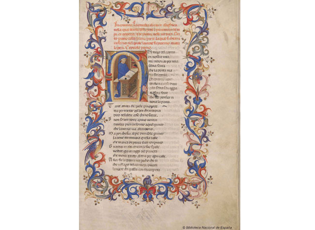 Dante escribiendo su obra (VITR/23/2)