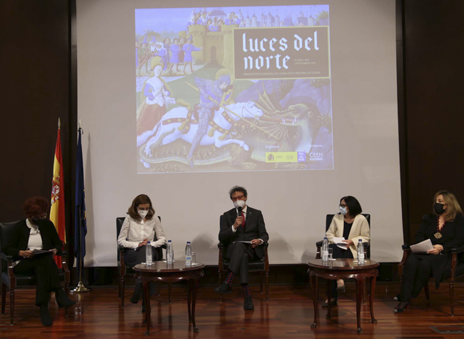 Inauguración Luces del Norte: Olga Pérez Monzón, Susana Calvo, José Manuel Matilla, Marisa Cuenca y María José Rucio
