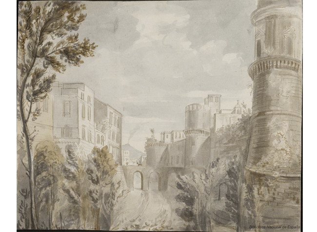 Vista del ponte nuovo junto a la Puerta Carbonara, en las murallas de Nápoles - Dib/18/1/7858