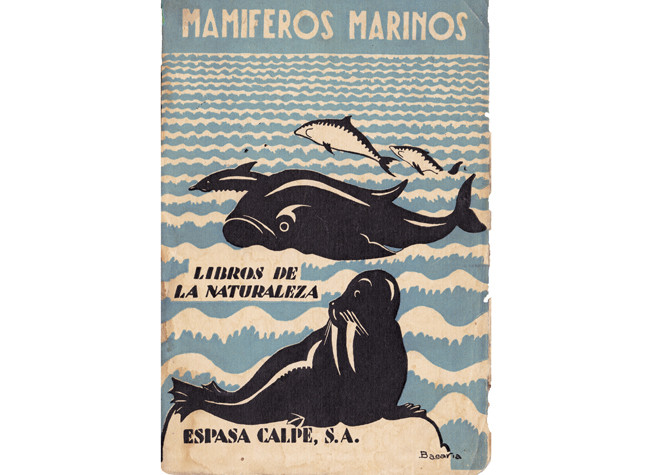 Cabrera, Ángel. Mamíferos marinos. Madrid, Espasa Calpe, 1931. Cubierta de  Luis Bagaría. BNE 2/82423
