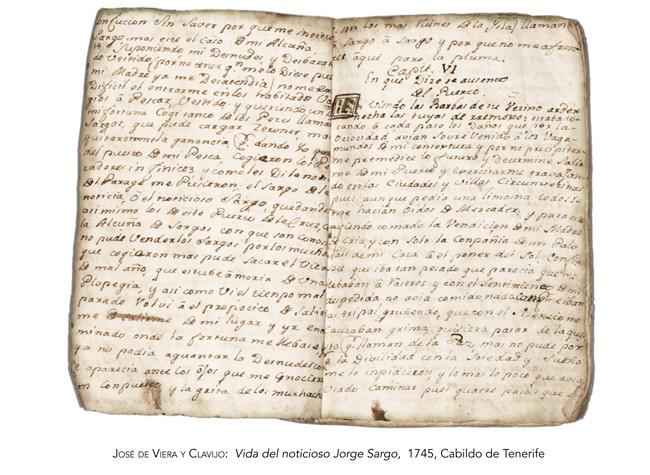 José de Viera y Clavijo: Vida del noticioso Jorge Sargo, 1745. Cabildo de Tenerife