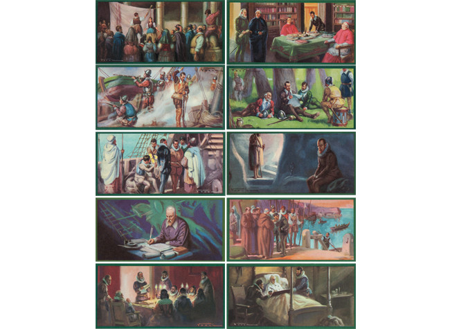 Colección de cromos: la vida de Cervantes. Años 40-50. BNE: Eph/240/1-10