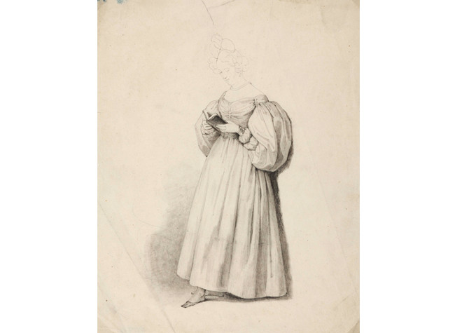 Rosario Weiss. Adrienne Barre (copia de Achille Devéria). Burdeos , hacia 1832. Lápiz negro sobre papel. Museo Lázaro Galdiano. Inv. 8694