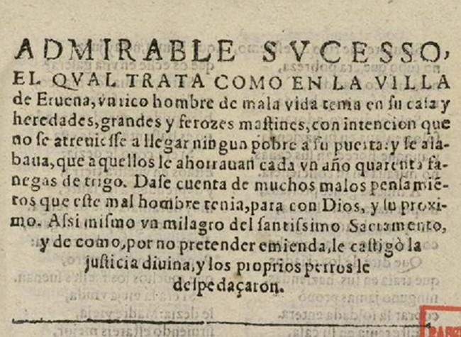 Admirable sucesso, el qual trata como en la villa de Eruena [...]. R/12176/12