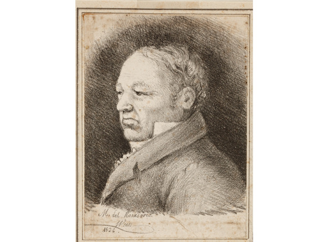 Rosario Weiss. Retrato de Goya. Burdeos, 1826. Lápiz negro sobre papel. Museo Lázaro Galdiano. Inv. 4020