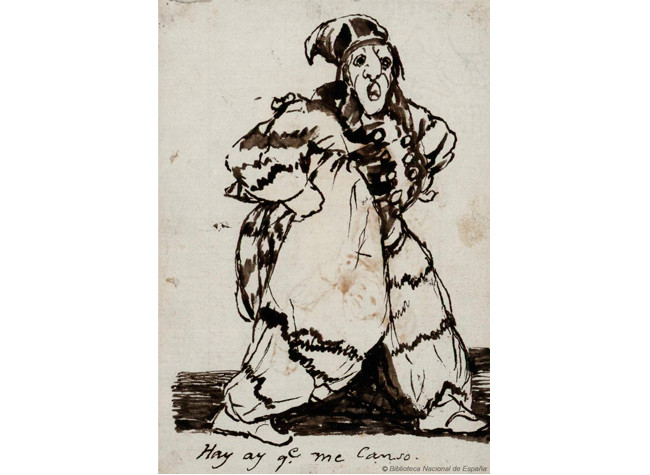 Rosario Weiss y Francisco de Goya; Hay que me canso. Dibujo de formación. 1821-1826, BNE, DIB/18/1/9180