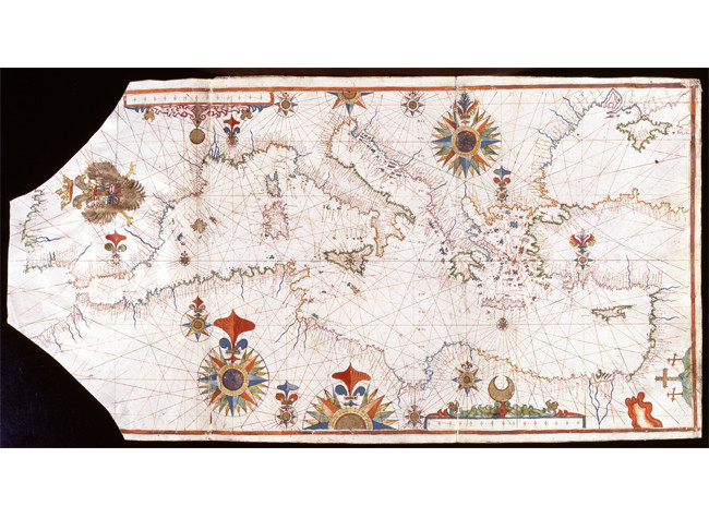 Mediterráneo (Mar). Cartas náuticas (1500-1600). Mss/12680