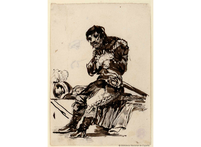 Rosario Weiss y Francisco de Goya; Soldado francés. Dibujo de formación. 1821-1824, BNE, DIB/18/1/9181