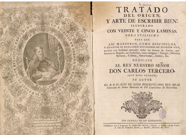 Tratado del origen y arte de escribir bien de Luis de Olod, [1766?]. BNE, 4/133303