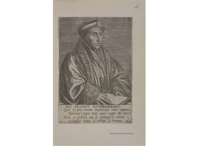 Erasmo de Rotterdam. Colección de retratos de personajes ilustres, Philippe Galle (entre1567 y 1612?). ER/389