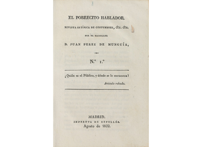 Juan Pérez de Mungía [Mariano José de Larra], El pobrecito hablador