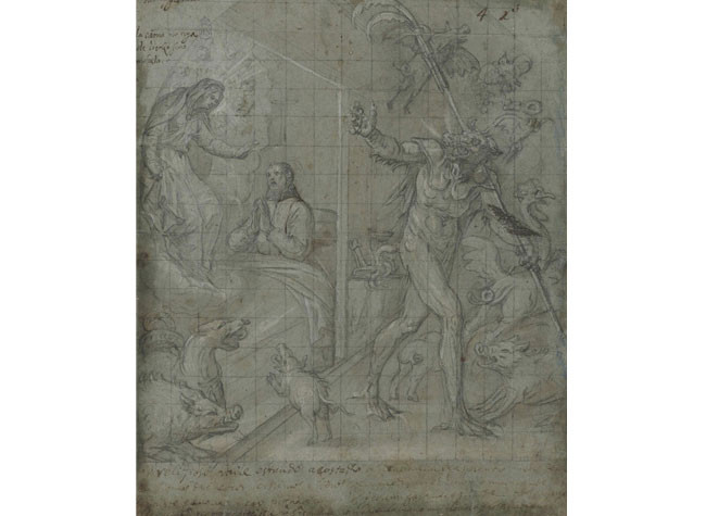 Aparición de la Virgen a un fraile cartujo de Vicente Carducho (1632). BNE, Dib/16/35/4