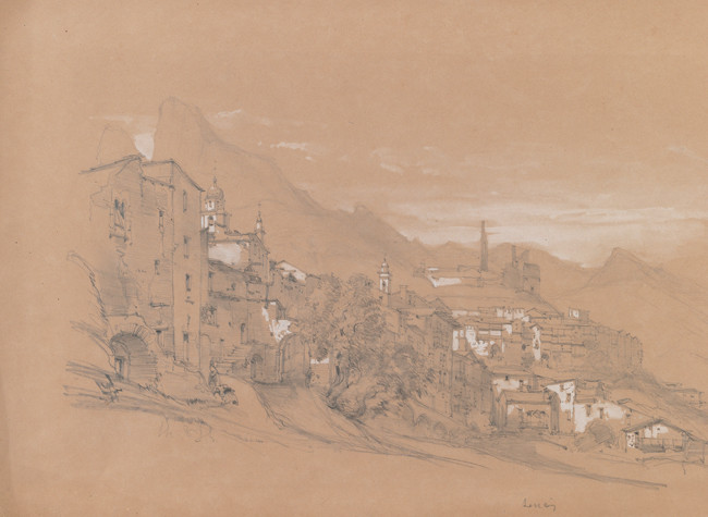 Pueblo en la falda de un monte de Eugenio Lucas