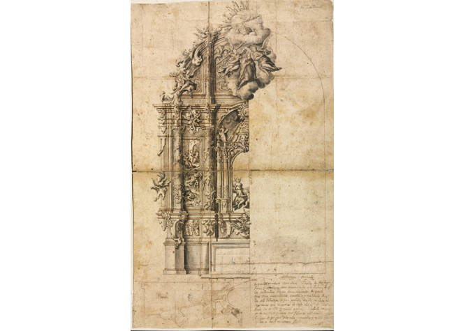 Proyecto para un retablo de San Benito: Anónimo español s. XVIII.