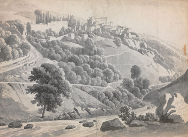 Vista campestre con población al fondo (1800-1820)