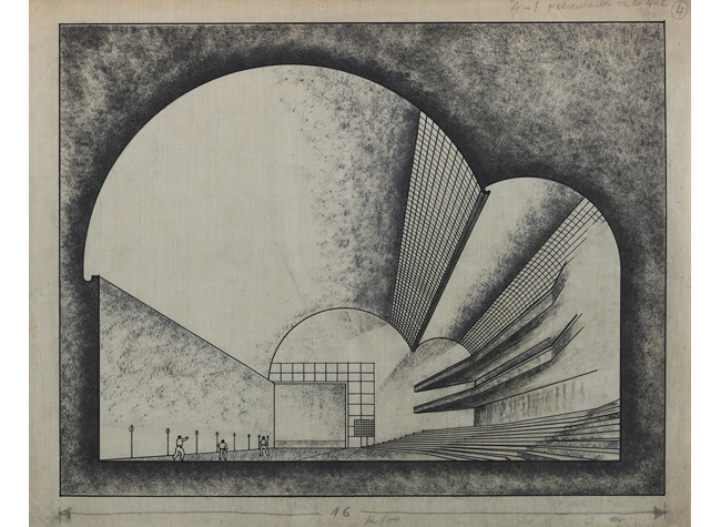 Secundino Zuazo Ugalde, Frontón Recoletos Tipo de farol en los vestíbulos de ingreso, Madrid, 1935. BNE DIBZ/058/0083