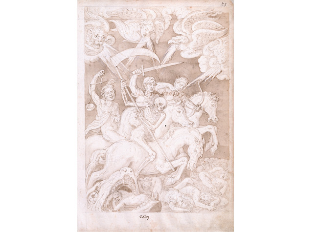 Los cuatro jinetes del Apocalipsis, en De aetatibus mundi imagines (1545-1573), BNE, Francisco de Holanda